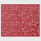 雪片が赤いカイセ名前をカスタムする ラッピングペーパー (フラット)