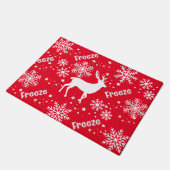 雪片が赤 ドアマット (アングル)