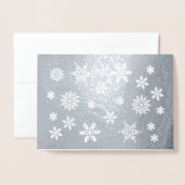 雪片が雪に写真と家族の名前を追加 箔カード (封筒付き正面)