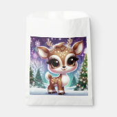 雪片きらめく赤ちゃんトナカイ フェイバーバッグ (正面)