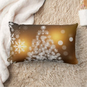 雪片で作ったクリスマスツリー ランバークッション (ブランケット)