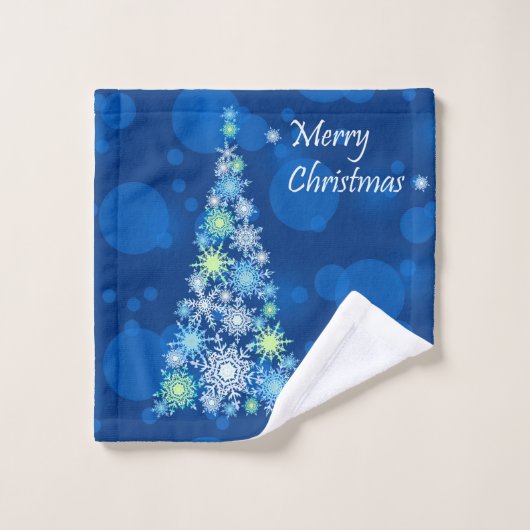 雪片で作られたクリスマスツリー。 ウォッシュタオル (ウォッシュタオル)