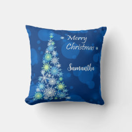 雪片で作られたクリスマスツリー。 クッション