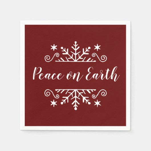 雪片で地上の平和 スタンダードカクテルナプキン (正面)