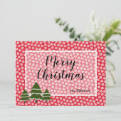 雪片とエバーグリーンツリーズフラットホリデーカード シーズンカード (スタンド正面)