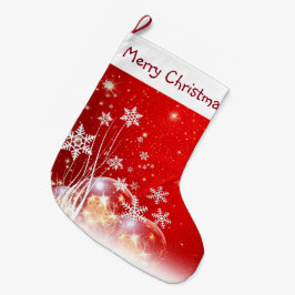 雪片とオーナメント ラージクリスマスストッキング