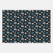 雪片とカーリング岩包み紙シート ラッピングペーパーシート (正面3)