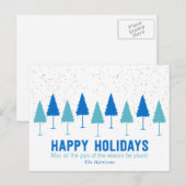 雪片とクリスマスツリーズホリデーポストカード シーズンポストカード (正面/裏面)