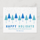 雪片とクリスマスツリーズホリデーポストカード シーズンポストカード (正面)