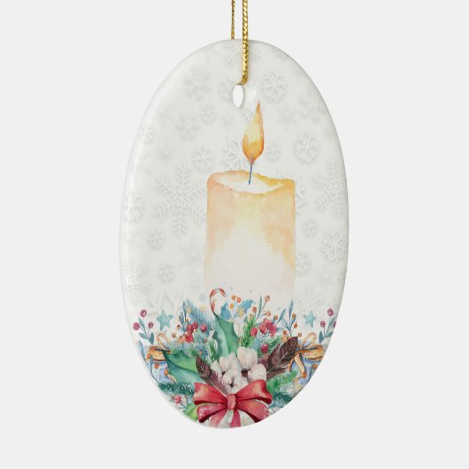 雪片とクリスマスデコレーション セラミックオーナメント (右)