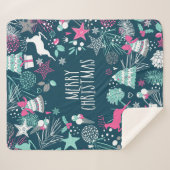 雪片とクリスマス記号 シェルパブランケット (正面(横))