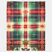 雪片とコージークリスマスプレドフリースブランケット フリースブランケット (正面)