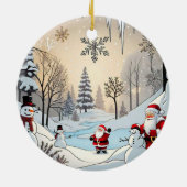 雪片とサンタ セラミックオーナメント (裏面)