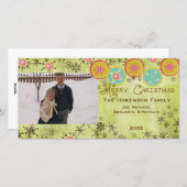 雪片とサークルホリデーフォトカード シーズンカード (正面/裏面)