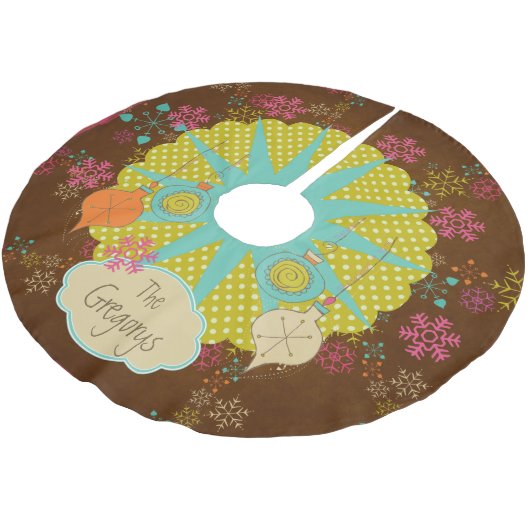 雪片とスターバストパーソナライズされたツリースカート ブラッシュドポリエステルツリースカート (アングル)