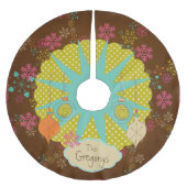 雪片とスターバストパーソナライズされたツリースカート ブラッシュドポリエステルツリースカート (正面)