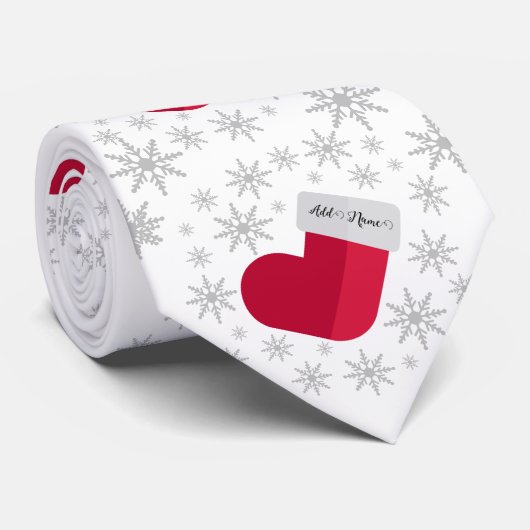 雪片とストッキング名を追加おもしろいChristmas N ネクタイ (ロール)