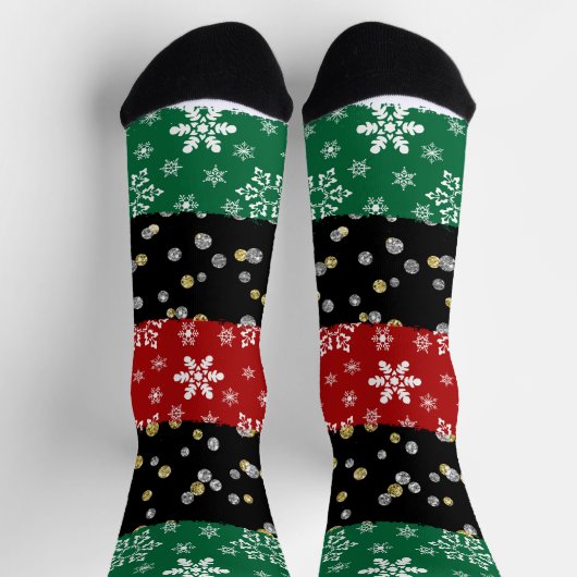 雪片とダイヤモンドのプレミアムクルーソック ソックス (上部)