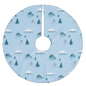 雪片とダウンヒルスキーヤー ブラッシュドポリエステルツリースカート (正面)