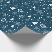 雪片とトウヒの木のパターン ラッピングペーパー (角)