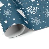 雪片とトウヒの木のパターン ラッピングペーパー (ロールコーナー)
