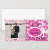 雪片とトナカイの休日のフォトカード シーズンカード (正面/裏面)