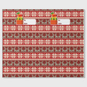 雪片とトナカイ包み紙 ラッピングペーパー (フラット)