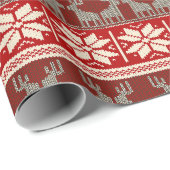 雪片とトナカイ包み紙 ラッピングペーパー (ロールコーナー)
