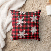 雪片とバッファロープレイド:冬のチャーム クッション (ブランケット)