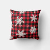 雪片とバッファロープレイド:冬のチャーム クッション (裏面)