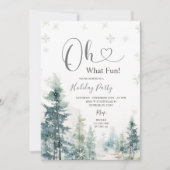 雪片とパインツリーズグリーナリーホリデーパーティー 招待状 (正面)
