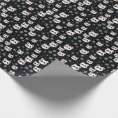 雪片とパンダのクリスマス ラッピングペーパー (角)