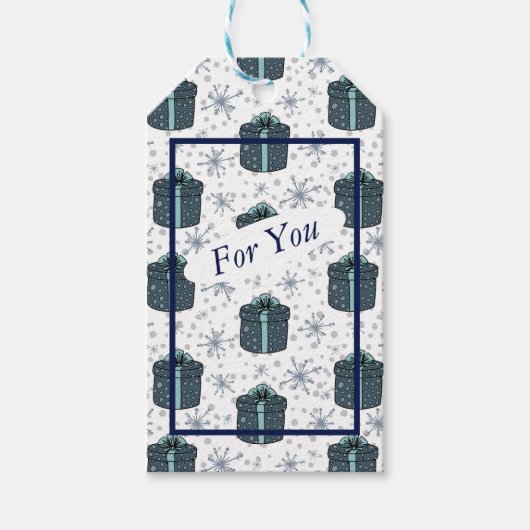雪片とプレゼントギフトラベル ギフトタグ (正面)