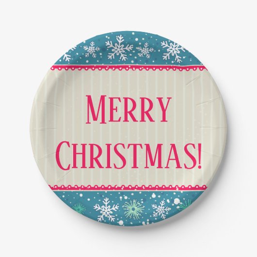 雪片とプレゼント ペーパープレート (正面)