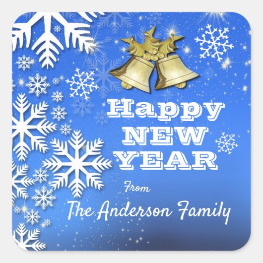 雪片とベルカスタムズ文字新年2001 スクエアシール (正面)