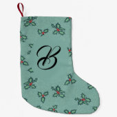 雪片とホリー。名カスタム前の スモールクリスマスストッキング (正面)