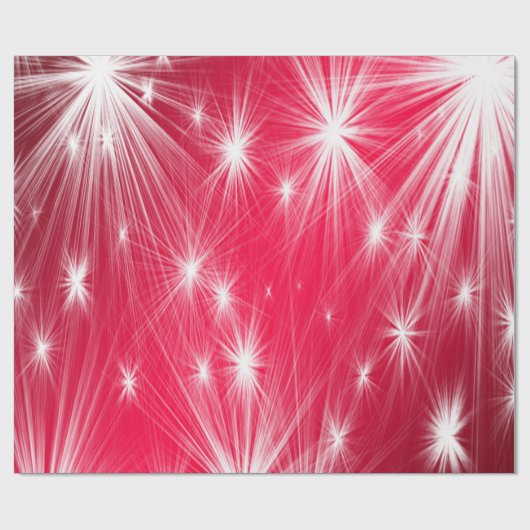 雪片とポインセチアを持つ赤いクリスマススター ラッピングペーパー (フラット)