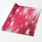 雪片とポインセチアを持つ赤いクリスマススター ラッピングペーパー (アンロールド)