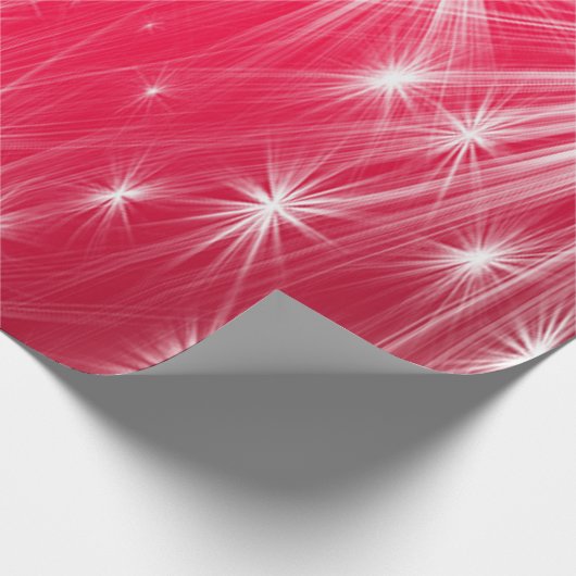 雪片とポインセチアを持つ赤いクリスマススター ラッピングペーパー (角)