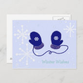 雪片とミトン ポストカード (正面/裏面)