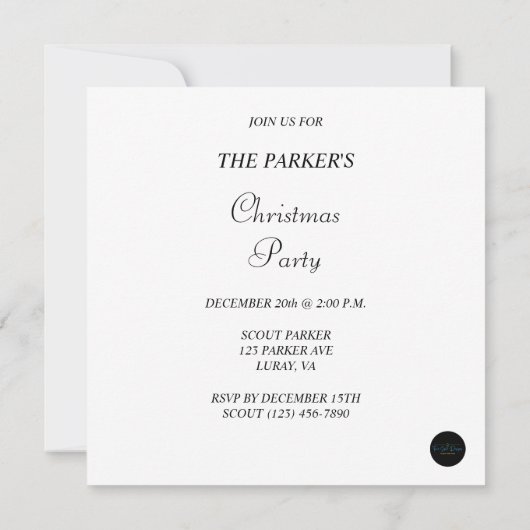 雪片とメリークリスマス、雪だるま付き/スカーフ 招待状 (裏面)