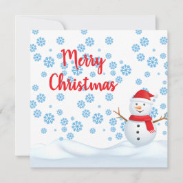 雪片とメリークリスマス、雪だるま付き/スカーフ 招待状