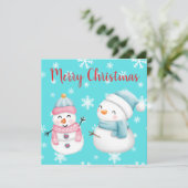 雪片とメリークリスマス，雪だるま&女性 招待状 (スタンド正面)