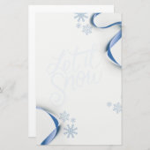 雪片とリボンで雪が降る 便箋 (正面/裏面)