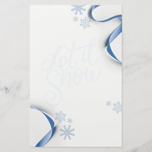 雪片とリボンで雪が降る 便箋 (正面)