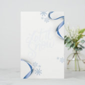 雪片とリボンで雪が降る 便箋 (スタンド正面)