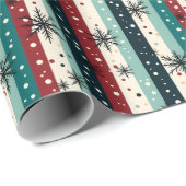 雪片とヴィンテージストライプのクリスマスパターン ラッピングペーパー (ロールコーナー)