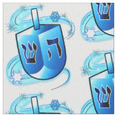 雪片と回るDreidel ファブリック (クローズアップ)