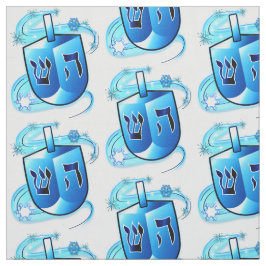 雪片と回るDreidel ファブリック