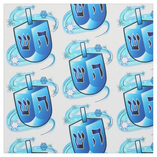 雪片と回るDreidel ファブリック (見本)